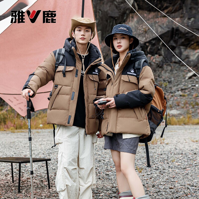 雅鹿羽绒服情侣款2026冬季新款户外短款加厚保暖冬装防寒上衣外套
