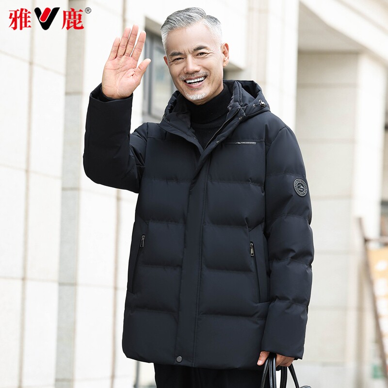 雅鹿羽绒服男2026冬季新款休闲上衣服中老年中长款爸爸装加厚外套