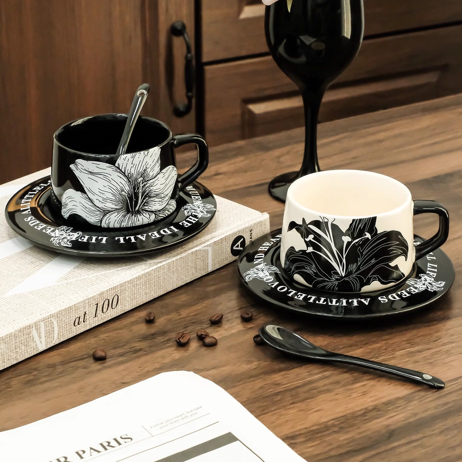 黛慕咖啡杯高档精致茶杯高级复古女士专用杯子陶瓷高颜值杯碟套装,餐饮具,咖啡杯,淘宝优惠券,粉丝福利购,淘宝优惠卷