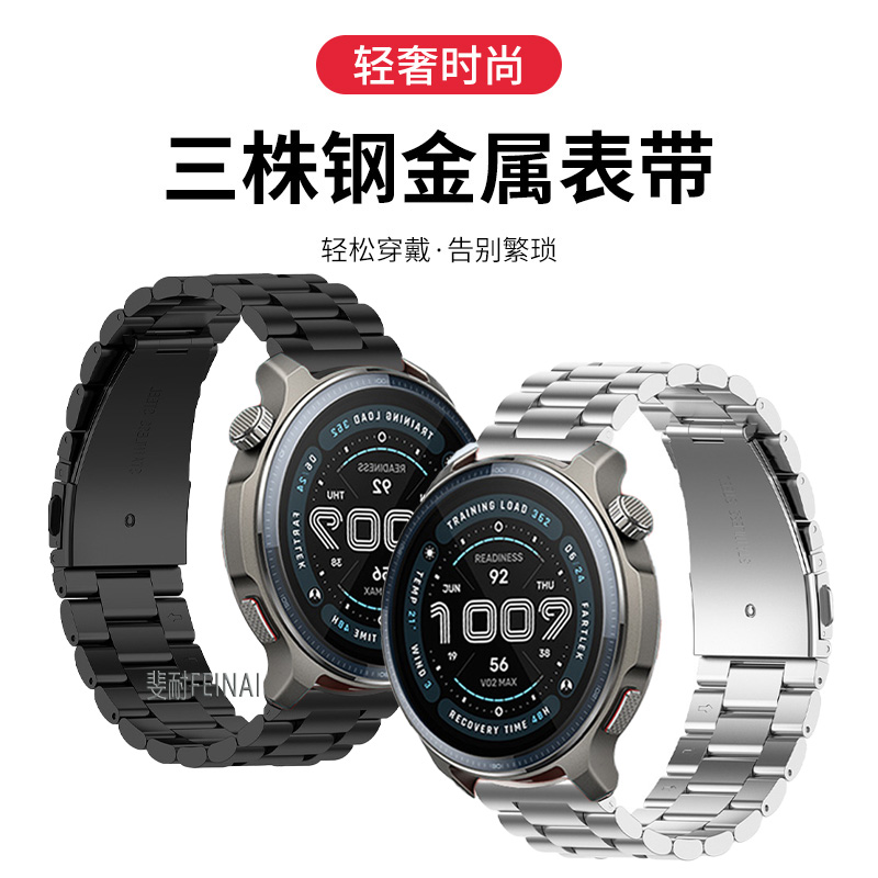 适用于华米AmazfitBalance2手表带active2金属钢带Edge腕带跃我智能运动手表Bip5男女GTR4替换带CheetahPro夏
