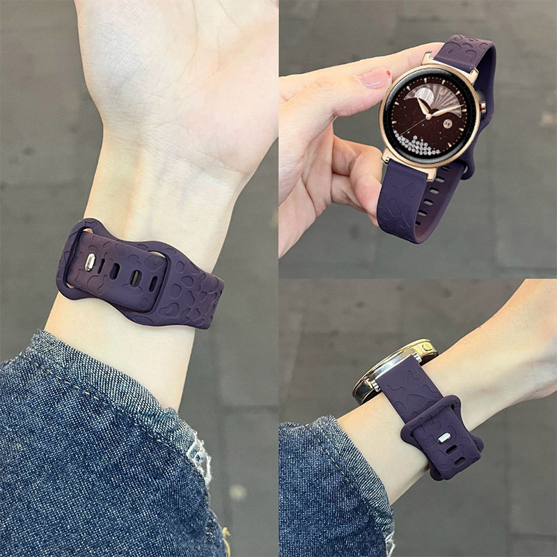 适用于OPPOWatchX3mini表带X2mini新款猫爪纹硅胶腕带OPPO智能运动watchx2mini酒红防水可爱夏替换带透气时尚