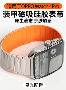 适用于oppowatch4pro表带磁吸硅胶OPPOWATCH4PRO工字纹腕带watch4pro替换带oppo智能手表带男士防水防汗运动