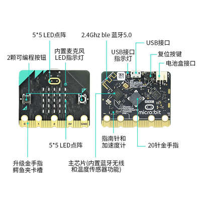 microbit开发板扩展板 v2 机器人套件Python主板micro:bit V2.2