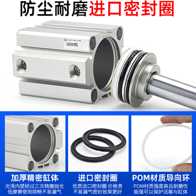 小型气动大推力SDA薄型气缸50/63/80-100*40X20/25/30BS带磁外牙