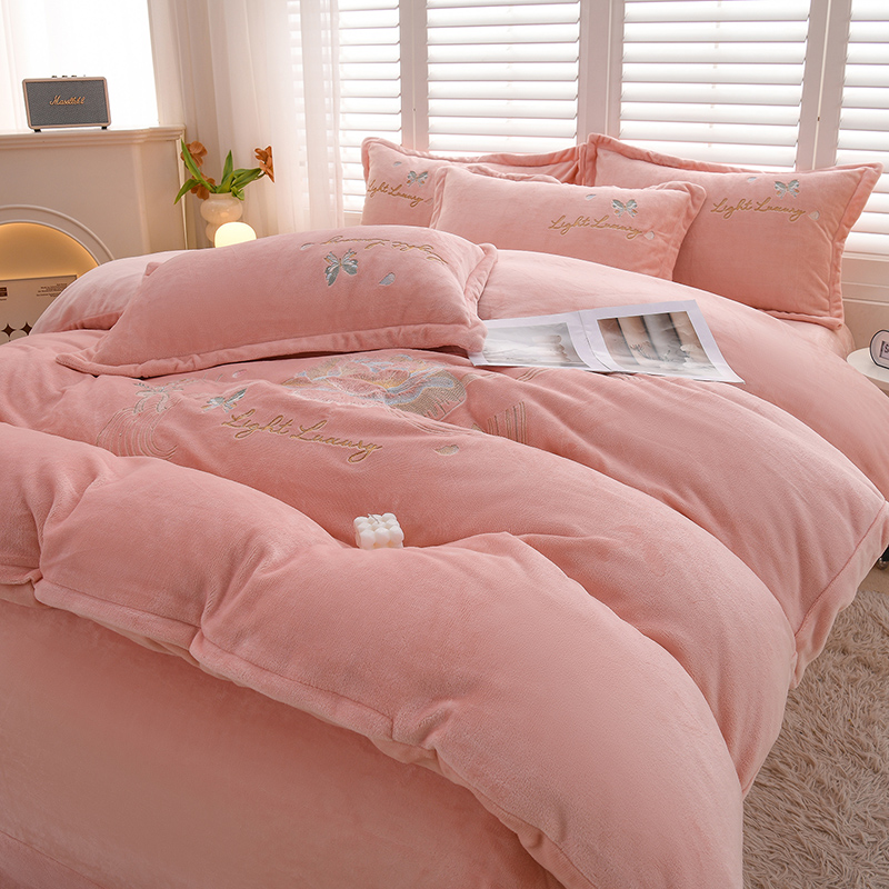 轻奢厚款双面牛奶绒珊瑚绒宝宝绒加绒保暖双面保暖防静电四件套