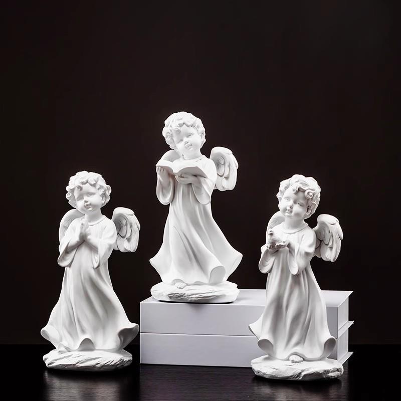 欧式复古少女小天使人物艺术摆件工艺品石膏雕像模型装饰品摆设