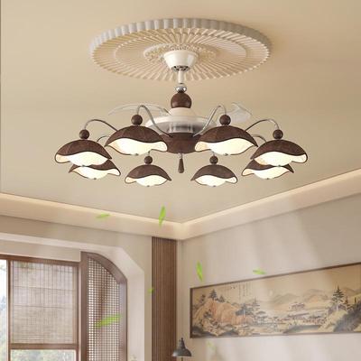 2025新款中古风静音智能客厅主灯餐厅吊灯带电风扇灯一体吊扇灯具