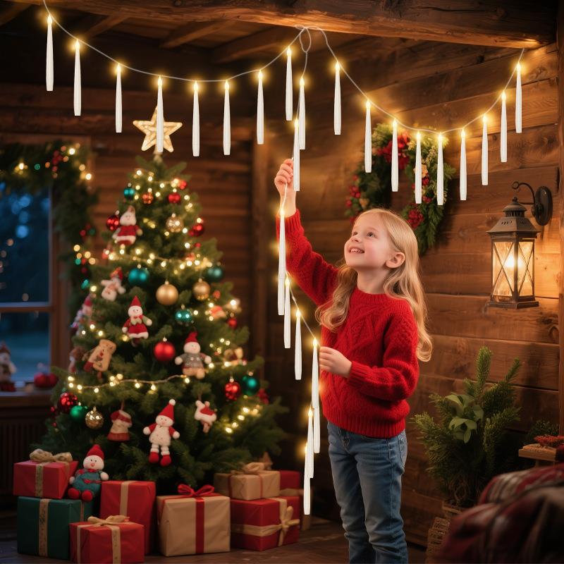 亚马逊新款LED蜡烛灯悬挂定时电子蜡烛灯串蜡烛 户外露营氛围灯串