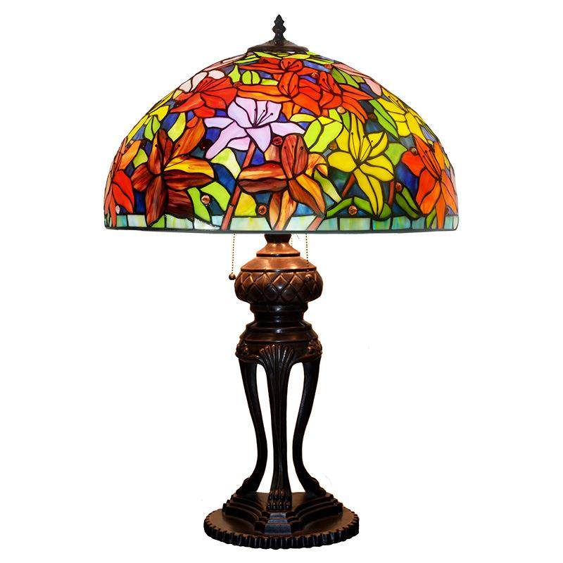 厂家直销 帝凡尼22寸百合花美式田园客厅手工彩玻艺术装饰台灯