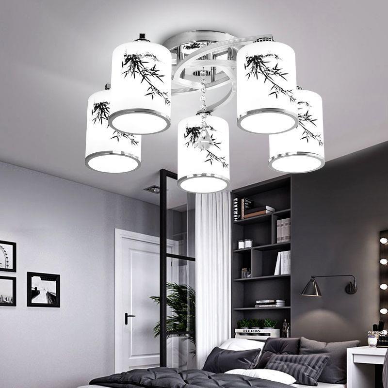 卧室吊灯北欧灯具现代简约竹叶防尘客厅灯2025年新款房间餐厅灯饰
