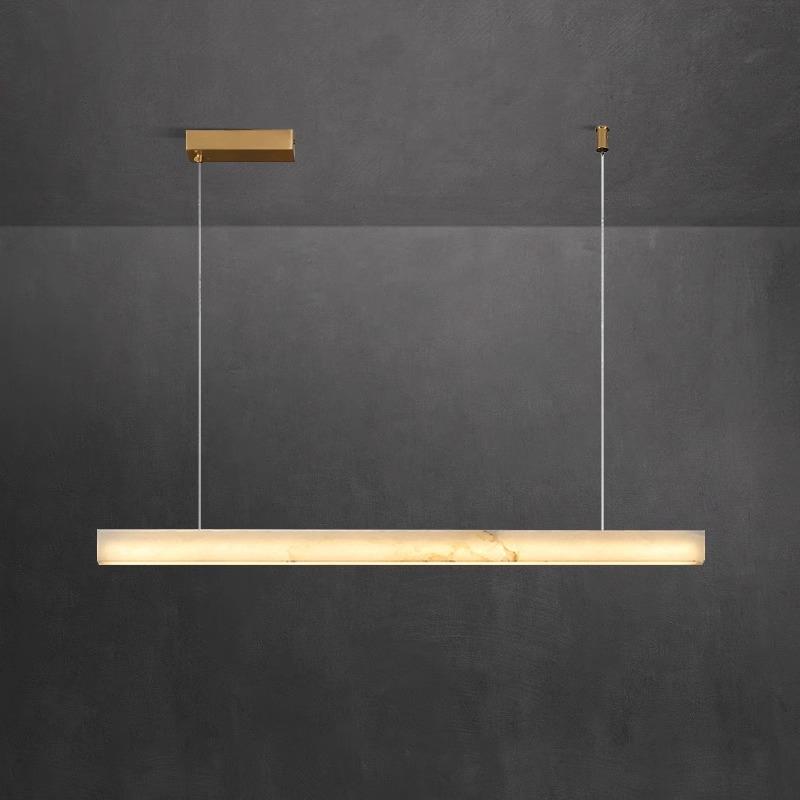 极简餐厅吊灯新中式意式轻奢设计师西班牙云石一字长条岛台茶室灯
