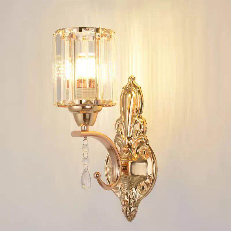 新款现代高档炫光酒吧过道走廊客厅卧室床头房间双头水晶轻奢壁灯