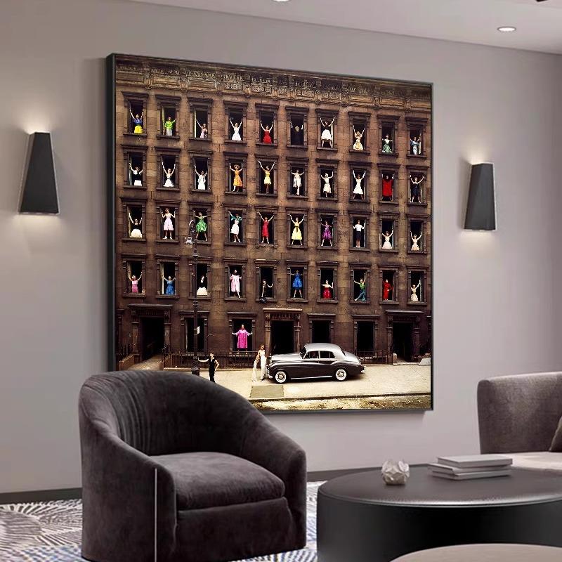 美式复古风酒吧柜台摆画抽象建筑人物客厅装饰画个性创意玄关挂画