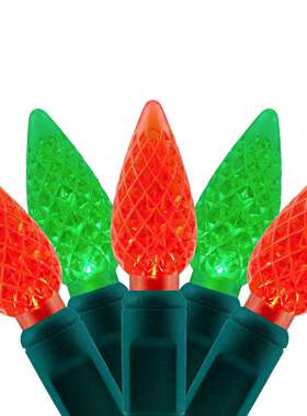 美规110V草莓灯串户外啤注式C6圣诞灯树装饰防水UL插头式LED草莓