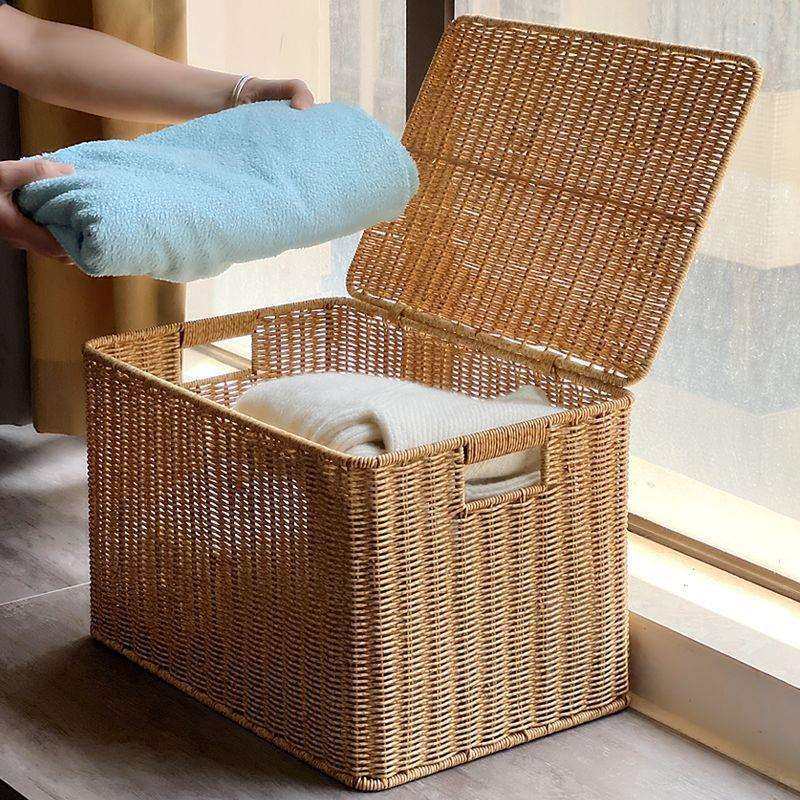 家居衣物被子储物箱仿藤编收纳筐客厅居家收纳箱橱柜收纳2025新款