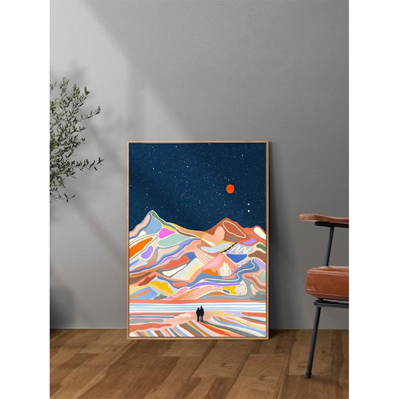 多巴胺抽象彩色风景玄关走廊壁画小众艺术星空挂画人物客厅装饰画图片