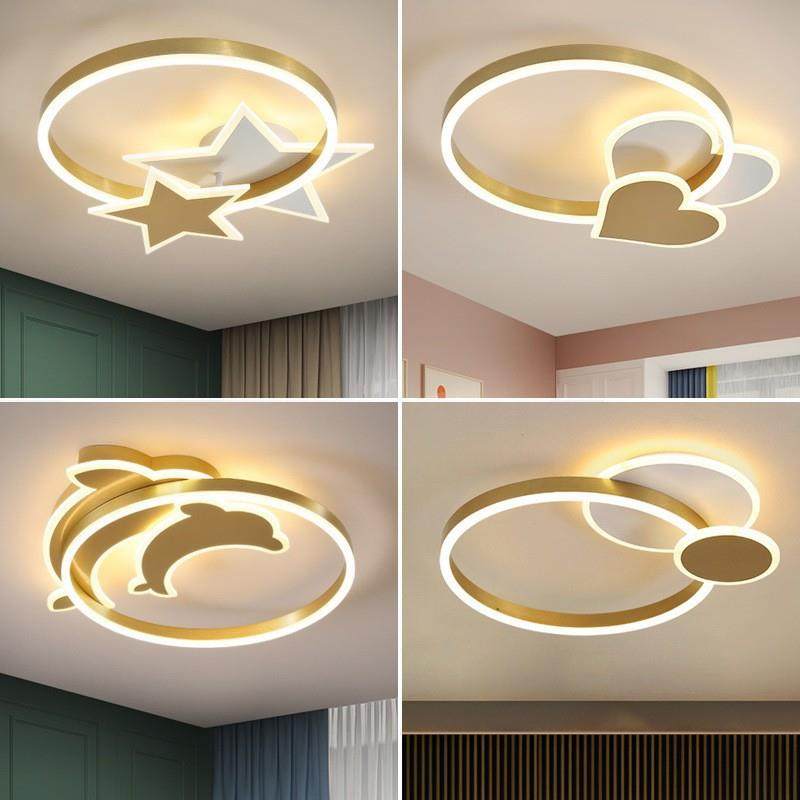 LED吸顶灯现代轻奢简约儿童灯创意个性金色星星月亮圆形卧室灯具