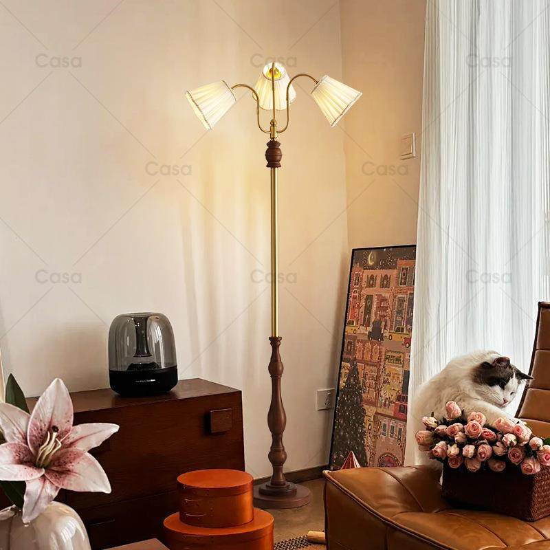 中古花朵落地灯法式复古客厅沙发旁立式台灯日式百褶氛围灯具casa,3C数码配件,USB灯,淘宝优惠券,粉丝福利购,淘宝优惠卷
