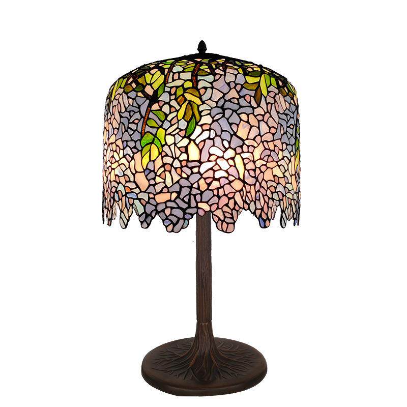 厂家直销 帝凡尼18寸紫藤唯美客厅美式乡村手工彩玻装饰台灯