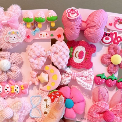 儿童毛绒发夹套装发卡子可爱女童刘海夹蝴蝶结夹子边夹头饰