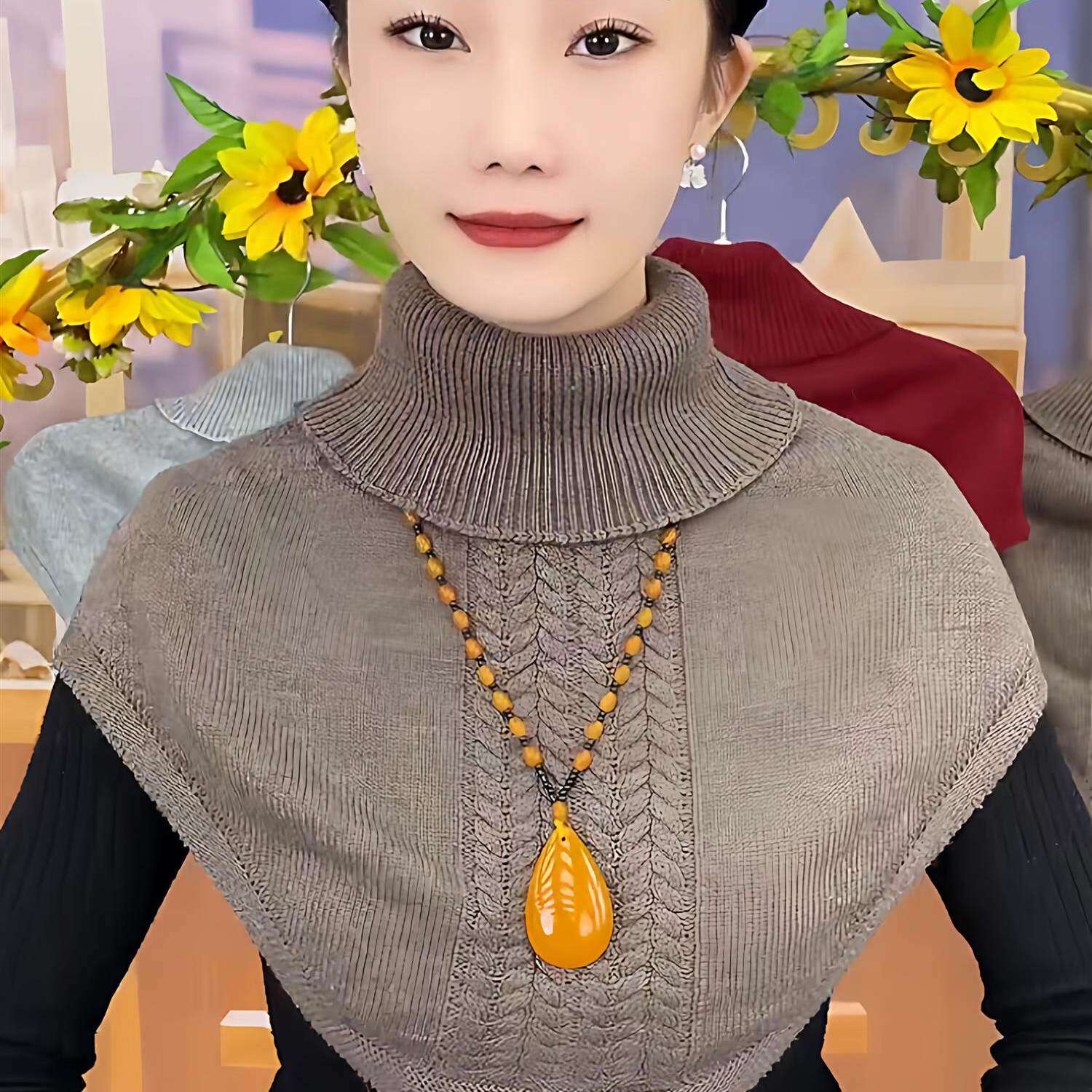 高领女假领子冬季椎保暖围脖套头披肩睡觉防寒护肩膀护颈脖套围巾
