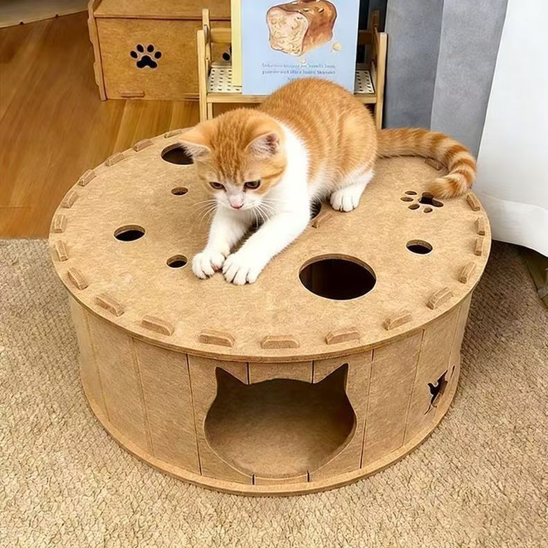 毛毡猫窝花园隧道猫咪躲图片