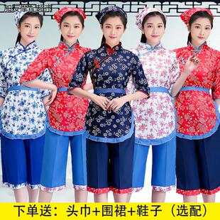农村舞蹈演出服村姑装采茶女表演服装阿庆嫂戏服古装村五四学生装