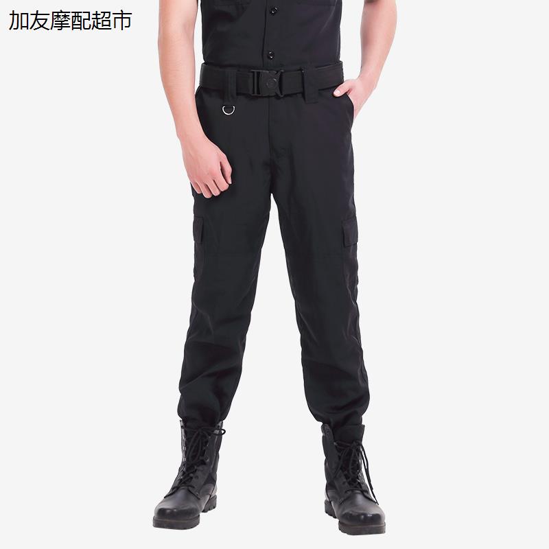 网格保安服裤子男黑色春