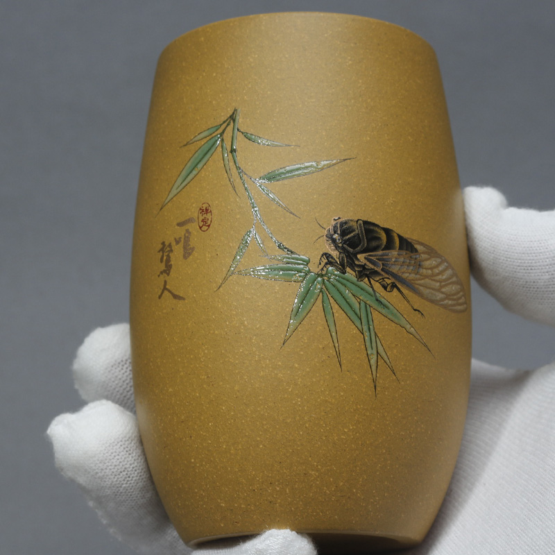 宜兴紫砂手工原矿黄金段泥主人杯