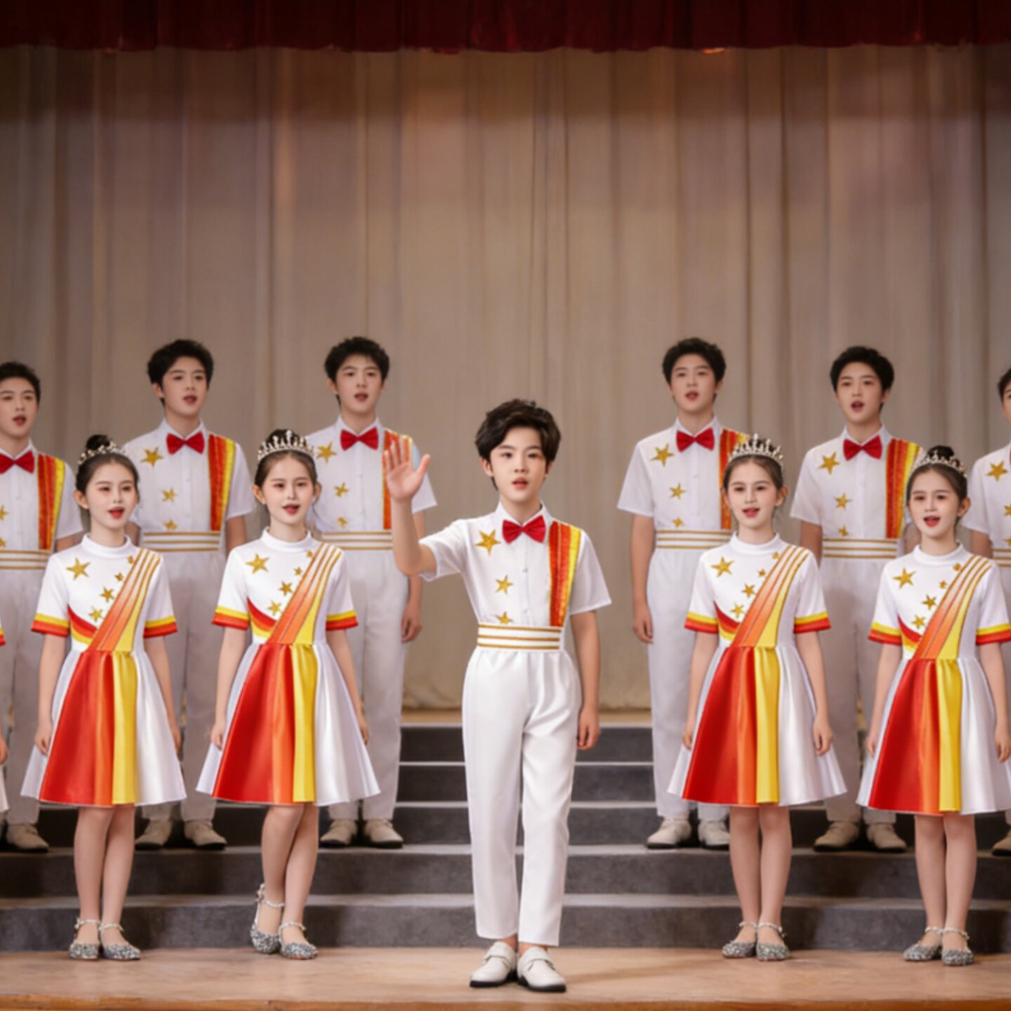 儿童合唱团演出服中小学生红歌大合唱表演服男女童朗诵比赛服装