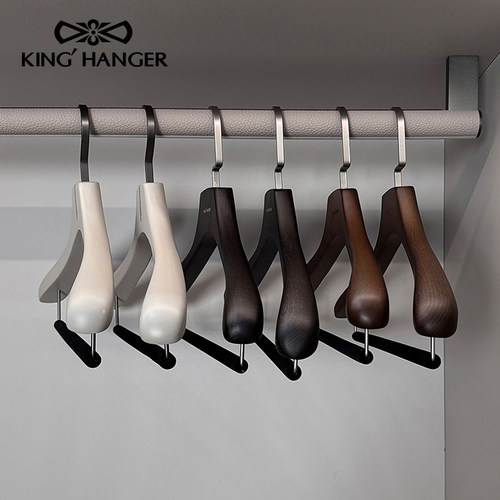 KH高端实木衣架衣柜用木质衣架高档西服羽绒服加粗加厚挂大衣衣挂