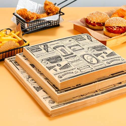 复古淋膜纸加厚60克小吃炸鸡防油隔油餐盘垫纸PE淋膜厨房烘焙商用