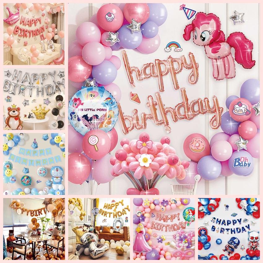 18岁成人生日快乐气球套装儿童生日气球装饰男孩女孩房间布置套餐