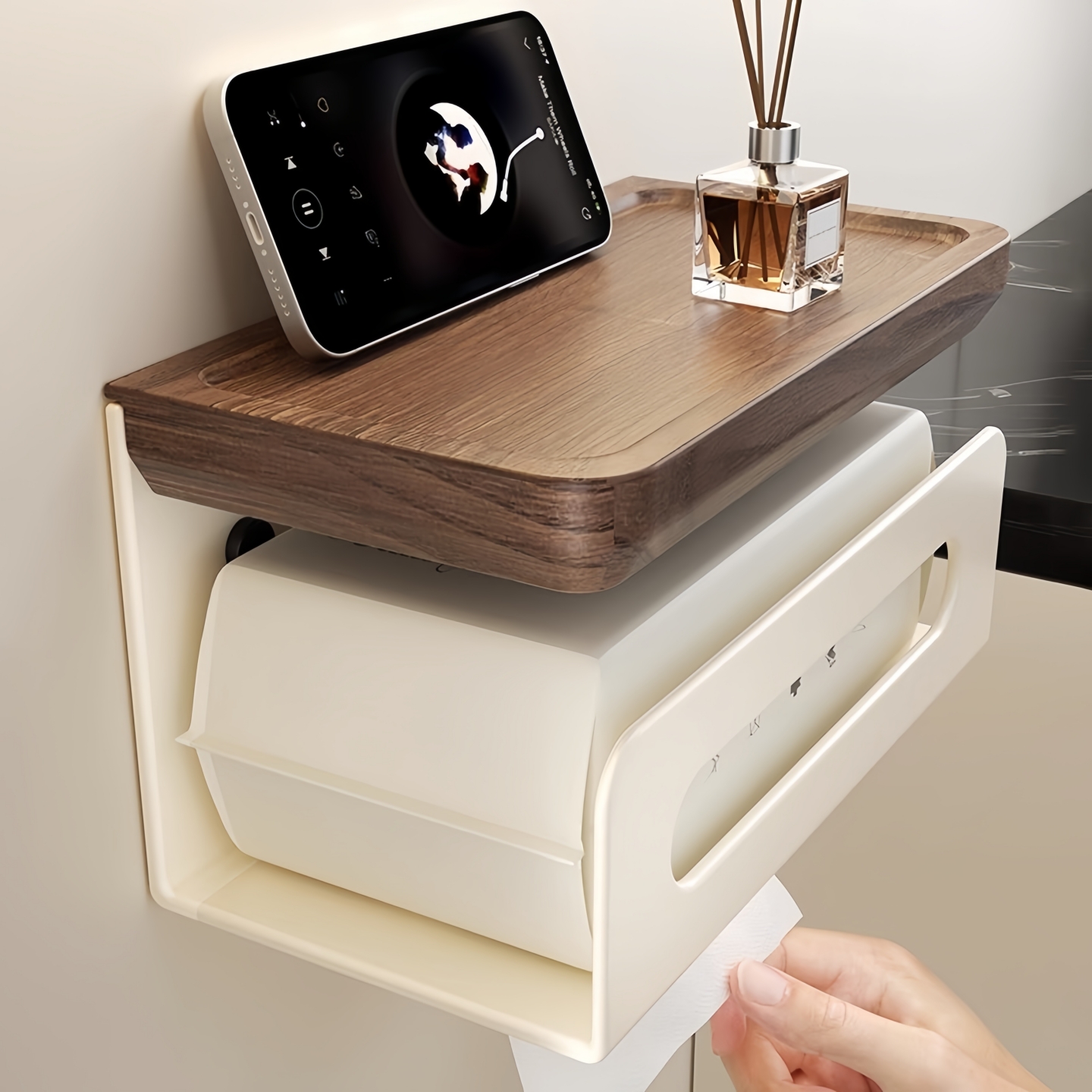 胡桃木卫生纸置物架洗手间马桶旁厕所厕纸盒洗脸巾卫生间纸巾收纳