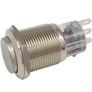 19mm金属按钮开关防溅水高头1开1闭银触点自锁点动覆位3脚6脚无灯