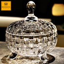 Moongril欧式 水晶玻璃糖缸罐客厅带盖碗糖果干果水果盘子茶几摆件