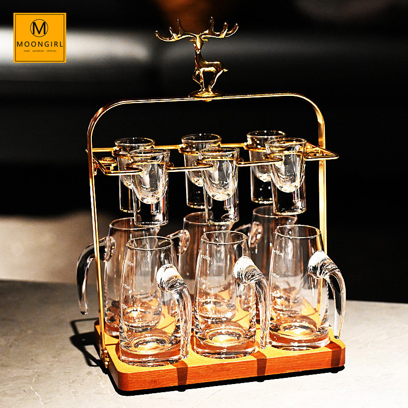 moongirl水晶玻璃奢华高档白酒杯家用一两口子弹杯分酒器酒具套装,餐饮具,白酒杯,淘宝优惠券,粉丝福利购,淘宝优惠卷