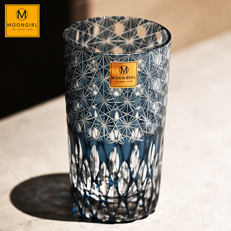 moongirl手工水晶日本切子玻璃威士忌洋酒杯调鸡尾酒杯饮料水杯子