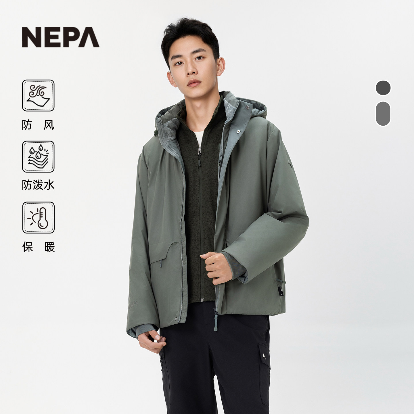 NEPA耐葩秋冬户外男女款防泼水防风保暖GTX羽绒服CKF2070图片