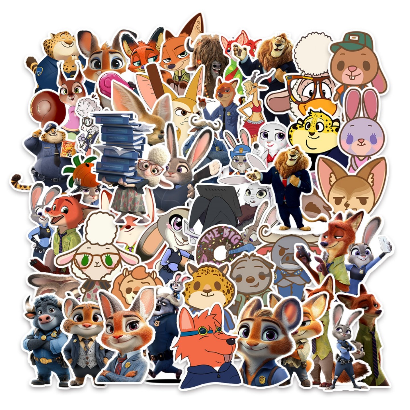 50张疯狂动物城贴纸可爱卡通动漫周边装饰行李箱电冰箱笔记本贴纸合集可爱DIY贴趣味个性配件高品质疯狂动物