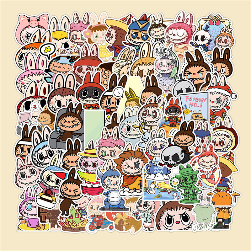 55张labubu拉布布海岛王可爱涂鸦贴纸装饰笔记本头盔相框画手账保温杯吉他衣柜收纳箱拉杆箱文具贴纸防水pvc,3C数码配件,笔记本个性小贴纸,淘宝优惠券,粉丝福利购,淘宝优惠卷