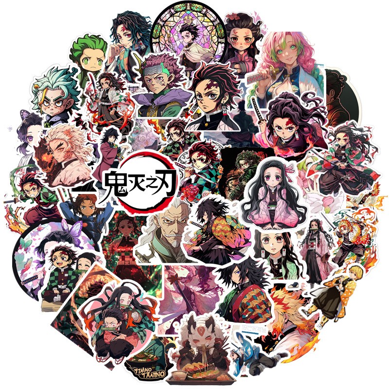 50张鬼灭之刃卡通装饰涂鸦贴纸