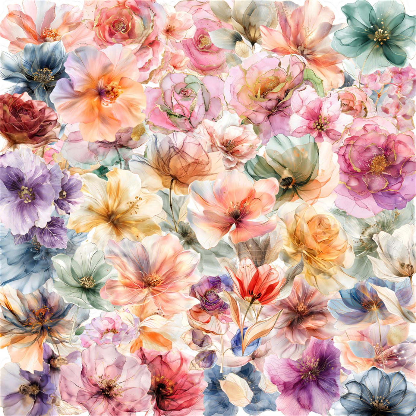 新款花卉图案贴纸创意装饰