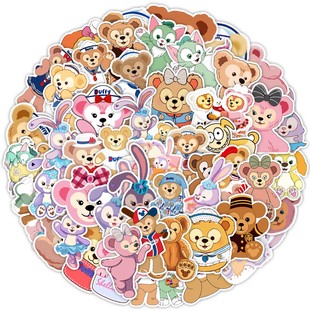 50张可爱小熊涂鸦贴纸装饰笔记本头盔相框画手账保温杯吉他衣柜收纳箱拉杆箱文具贴纸防水pvc