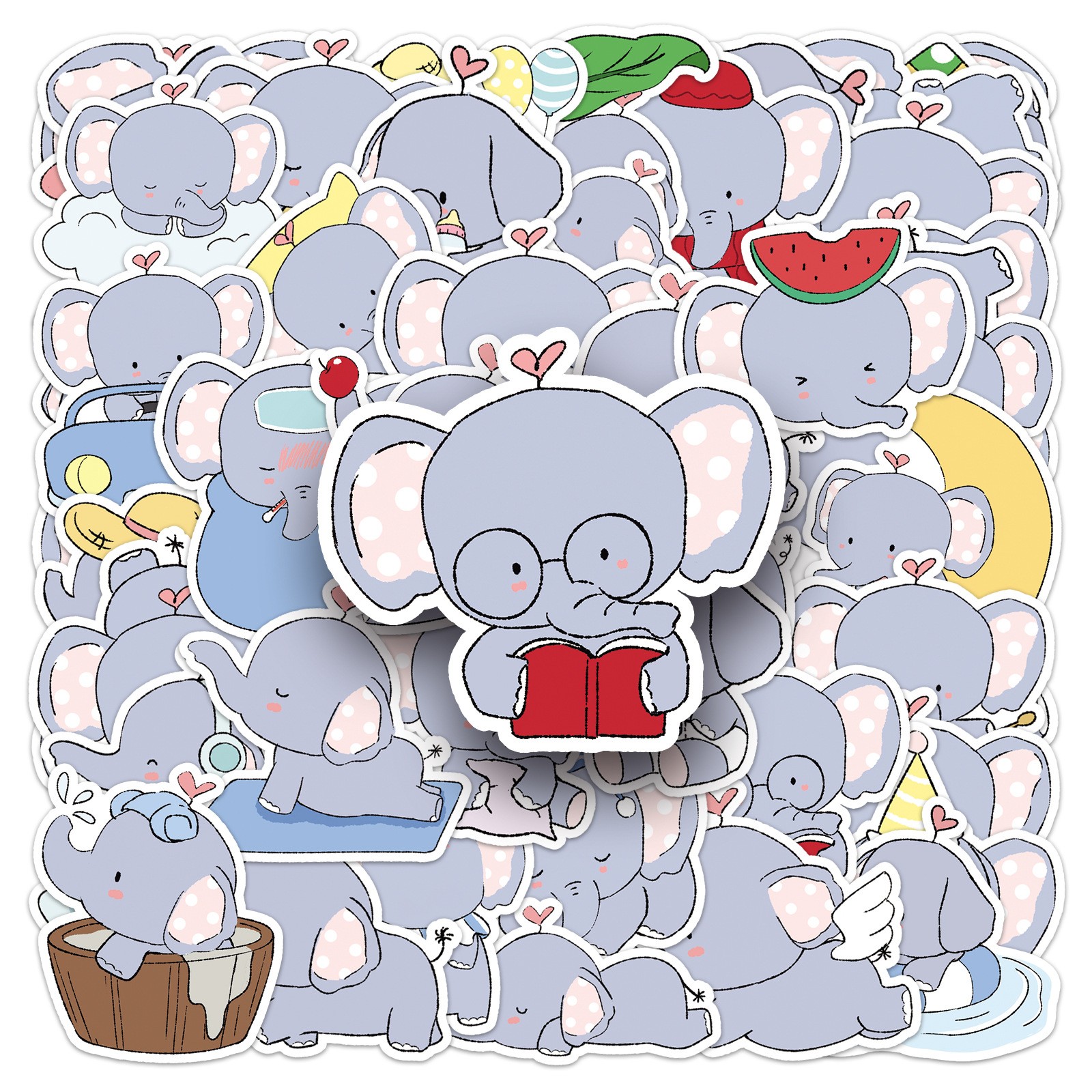 卡通可爱小象创意涂鸦ins贴纸装饰行李箱笔记本防水diy贴画图片
