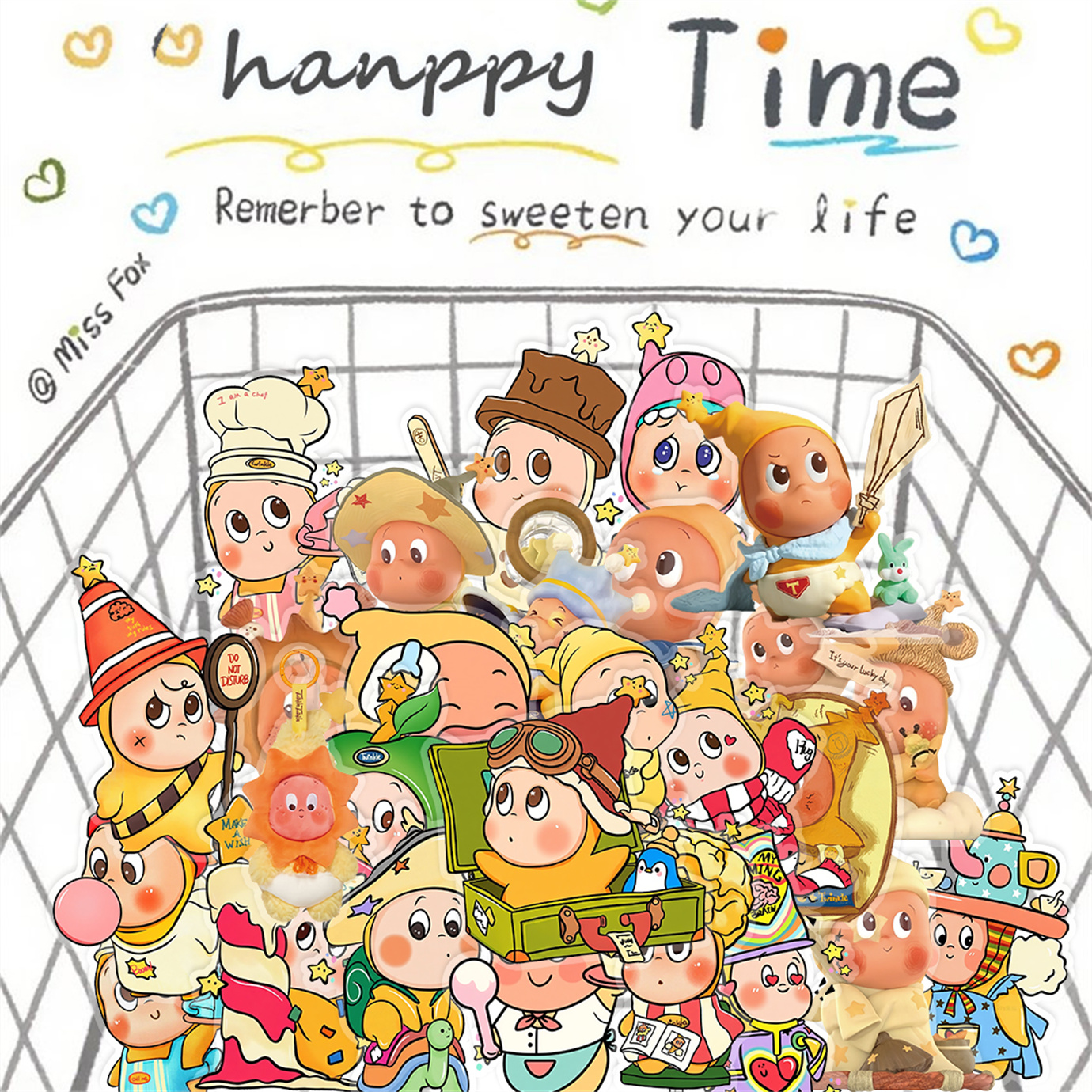 50张星星人贴纸可爱卡通