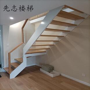 上海先志定制简约现代别墅实木玻璃扶手复试阁楼钢木悬浮实木楼梯