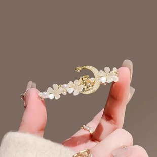 珍珠发夹女可爱花朵月兔少女侧边夹气质刘海夹鸭嘴夹子发卡配饰