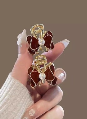 红色蝴蝶结新款小号抓夹女侧边刘海碎发夹子公主头气质发卡发饰