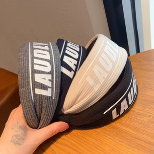 韩版气质简约发箍宽边压发字母百搭头箍文艺风布艺发卡纯色发饰女